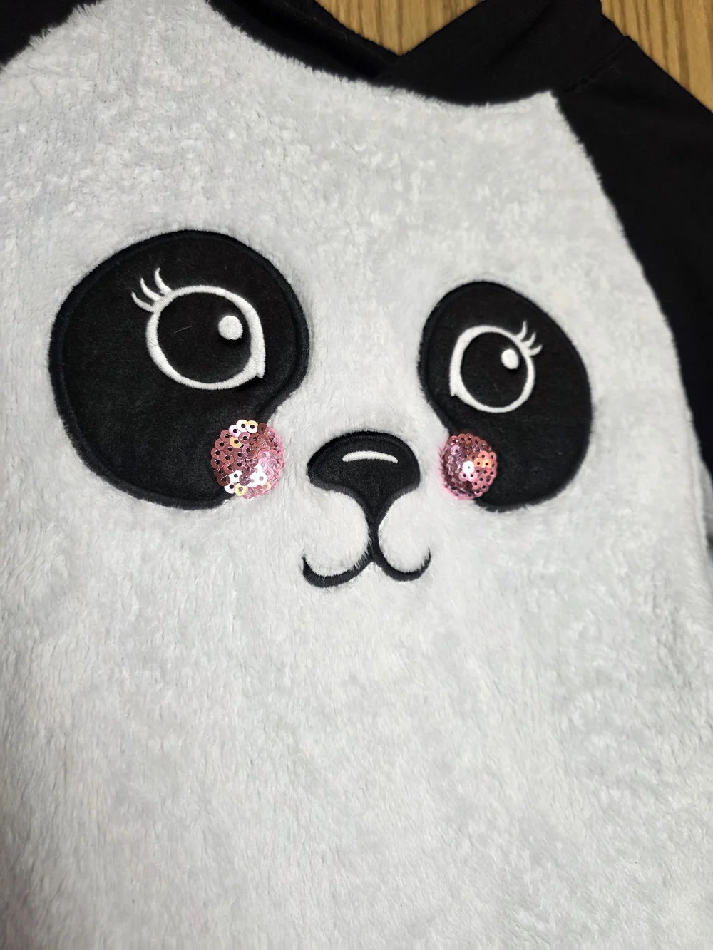 Justice Black & White Panda Face Hooded Pullover